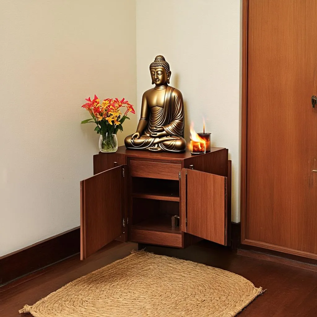 Buddhist altar cabinet in a home