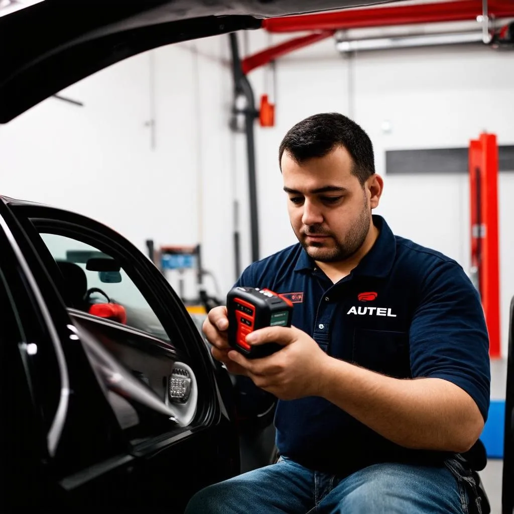 Mechanic Using Autel ML629