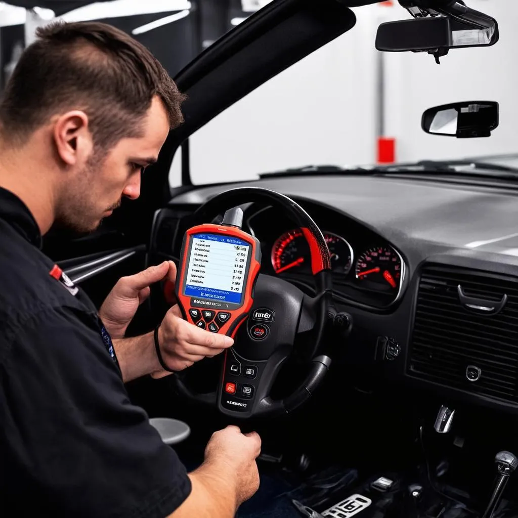 Mechanic Using Autel on European Car