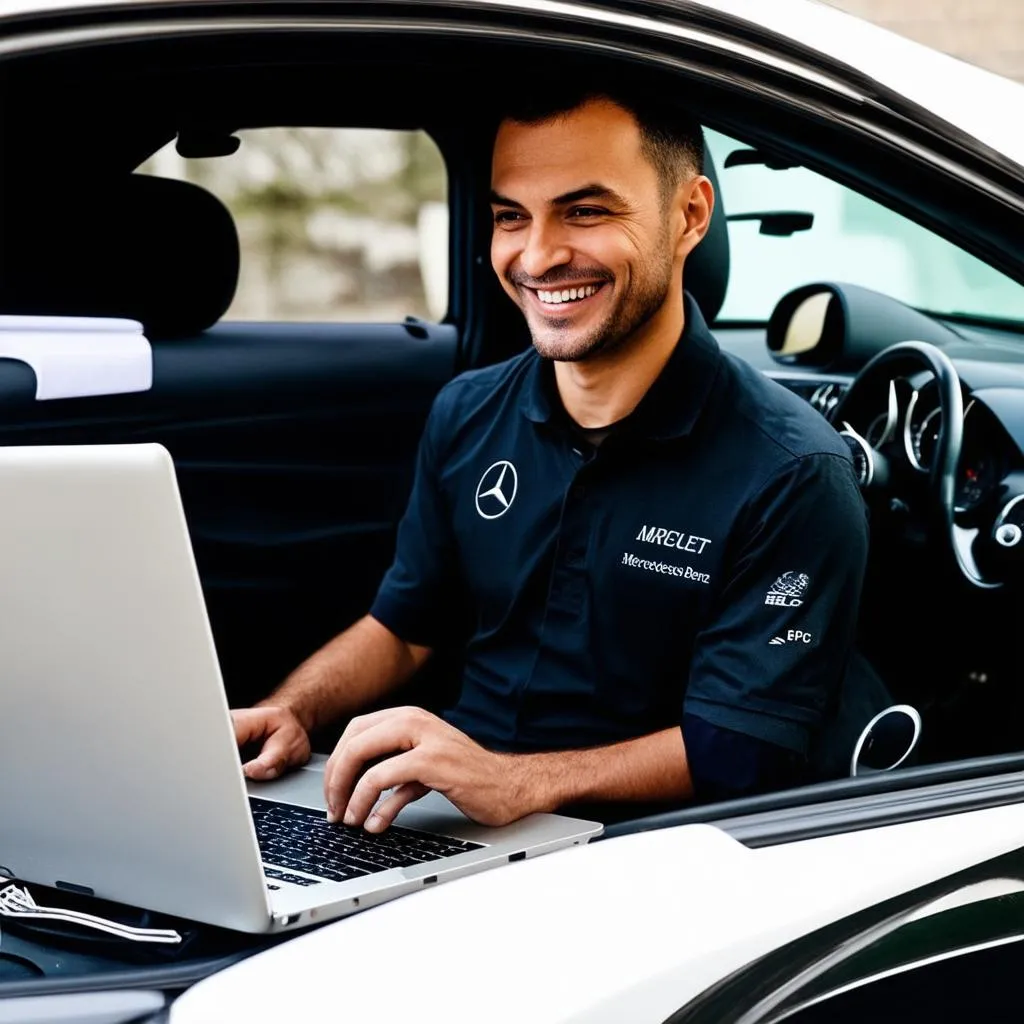 Mercedes EPC software in use