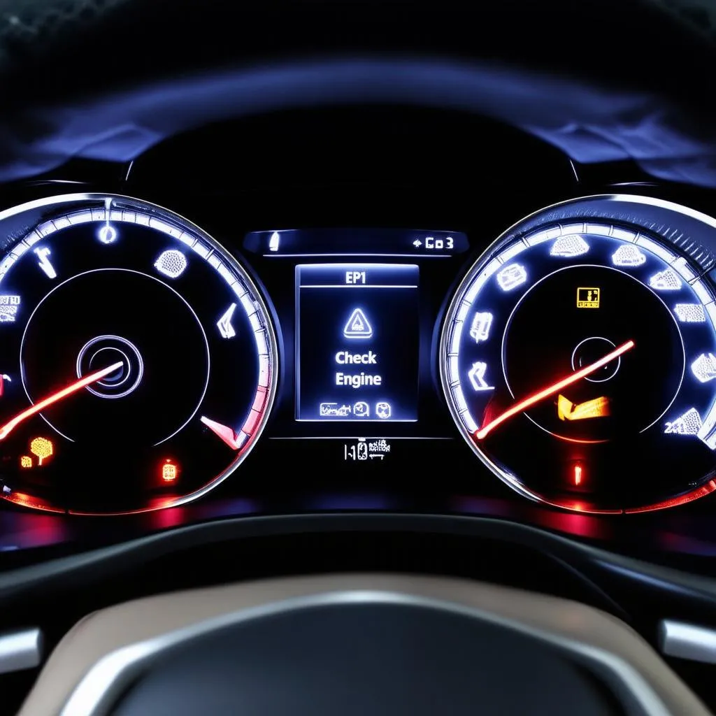 Car Dashboard with Warning Lights