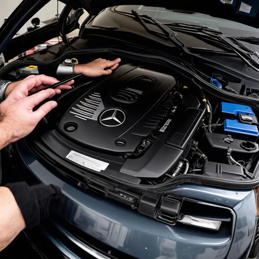 Mercedes-Benz E-Class engine bay