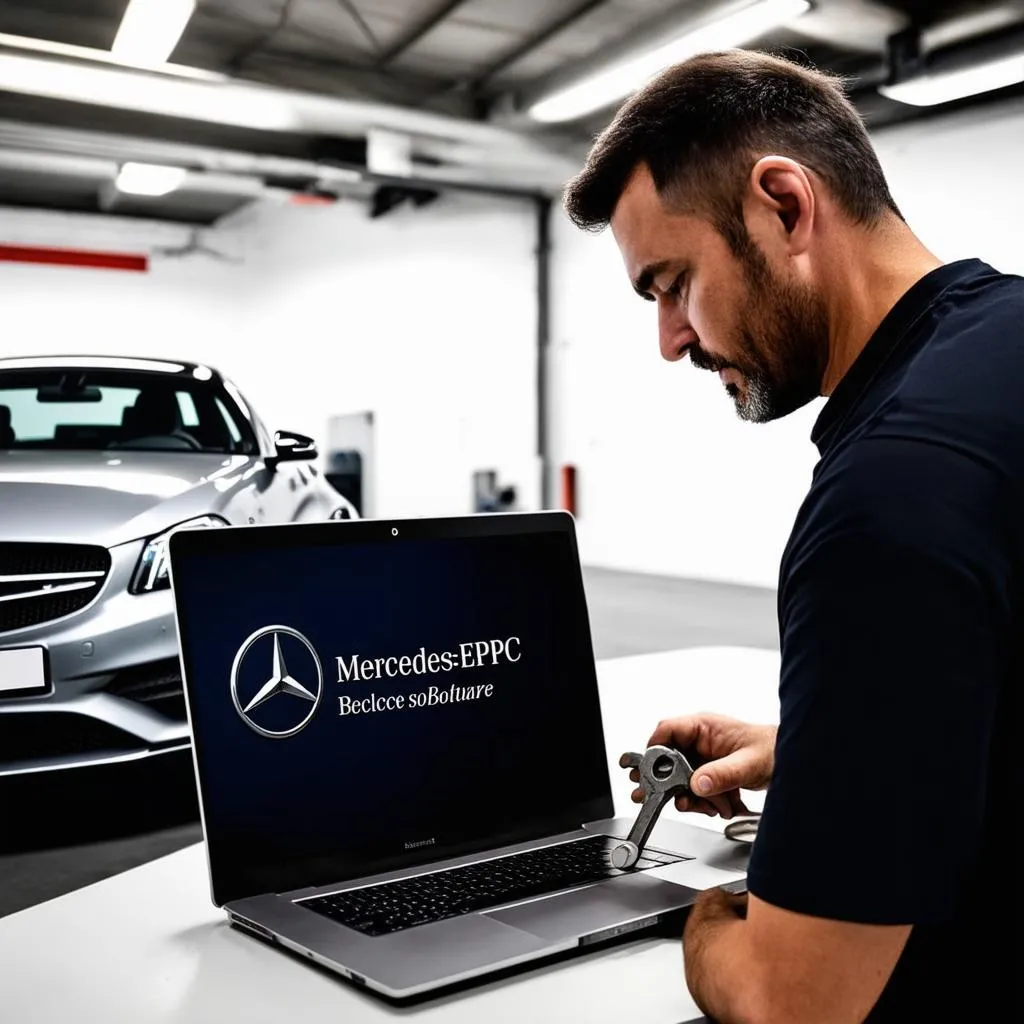 Owner Working on Mercedes