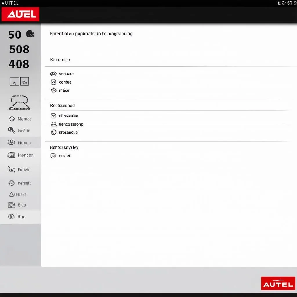 Autel 508 Key Programmer Screen
