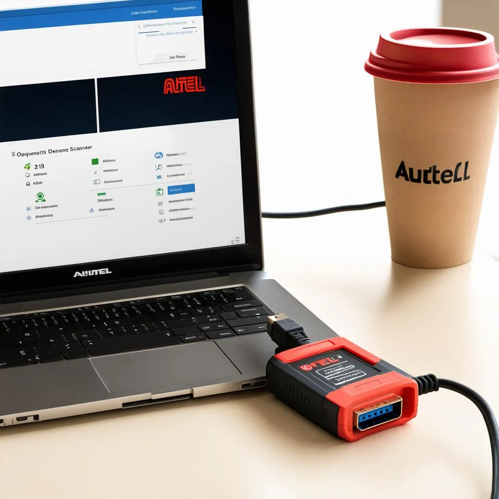 Autel AL319 Connected to a Laptop for Diagnostics