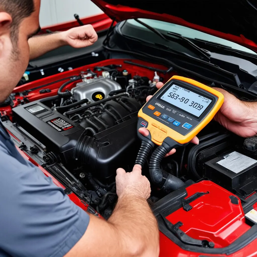 Auto Mechanic using Autel AL319