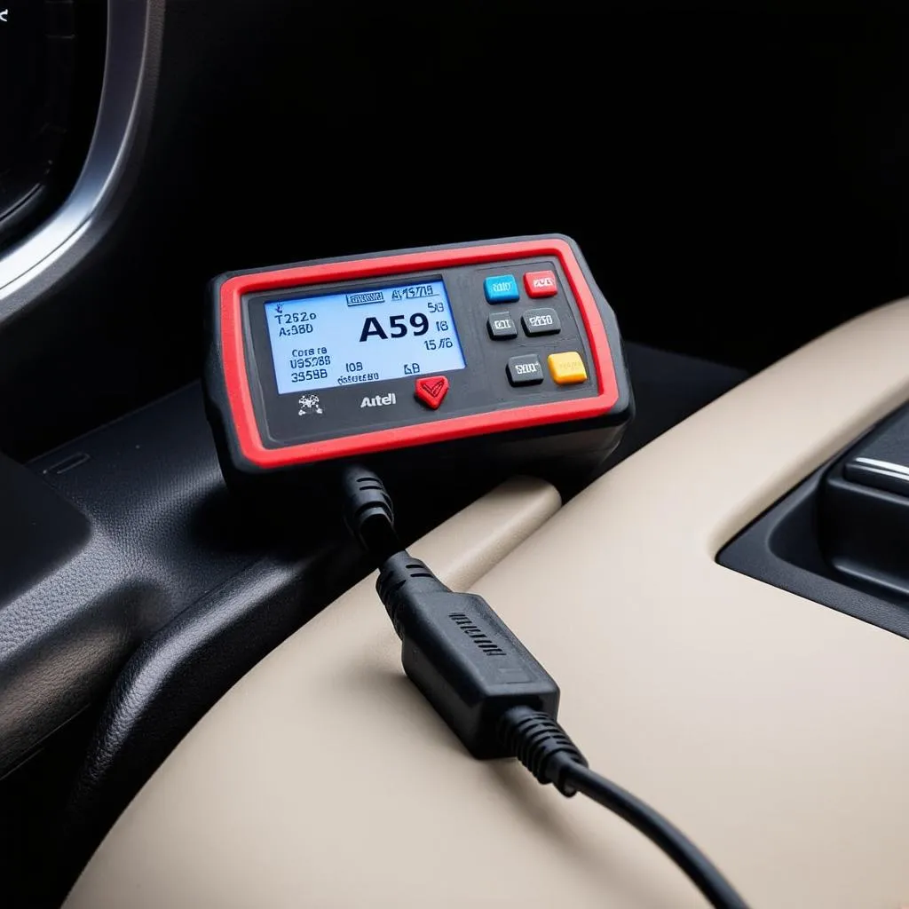 Autel AL539B connected to a car's OBD-II port