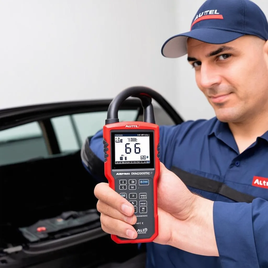 Autel AL619 scan tool in hand