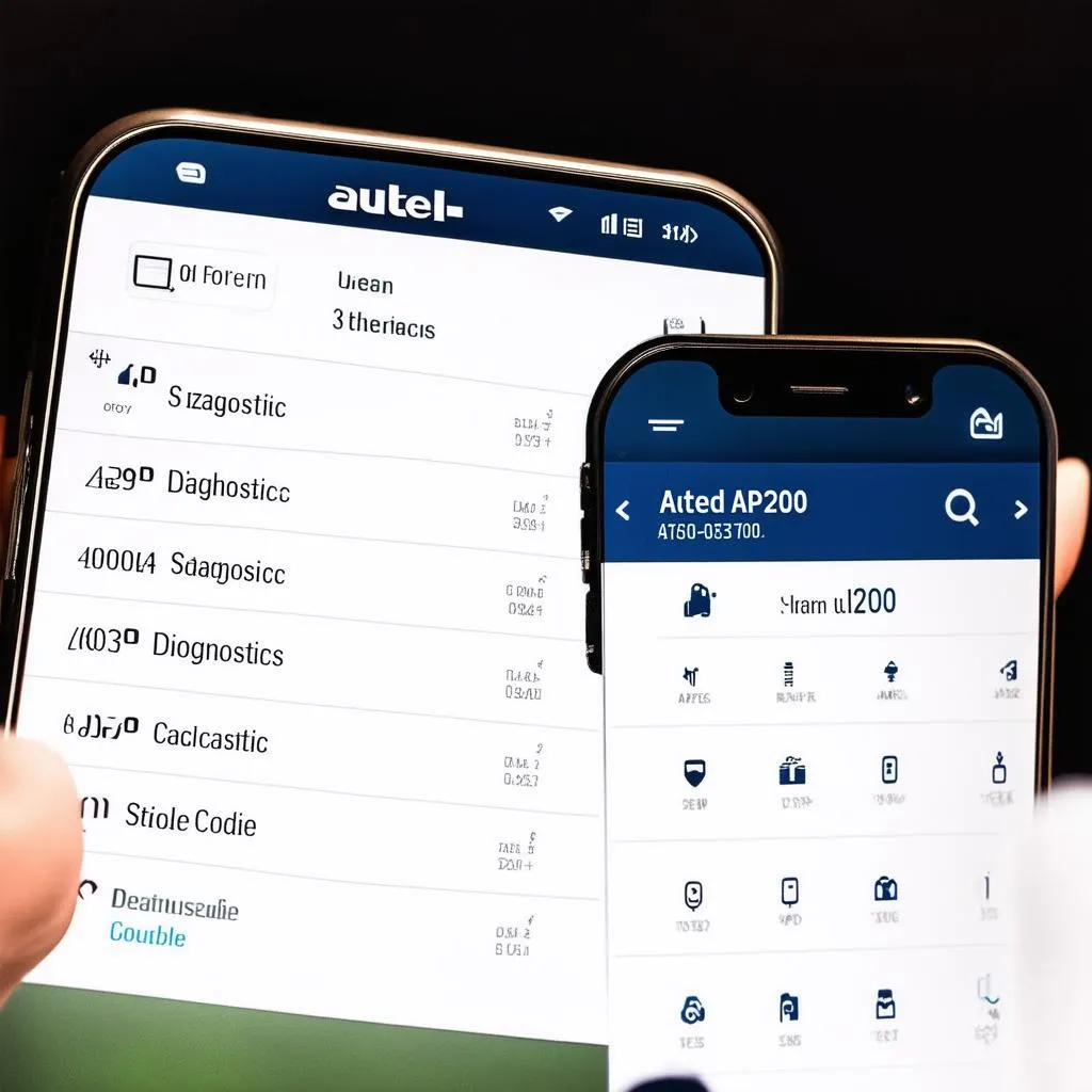 Smartphone displaying the Autel AP200 app interface