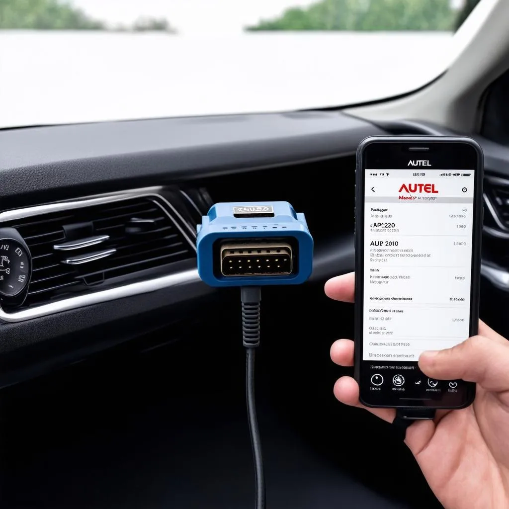 Autel MaxiAP AP200 being used to scan car diagnostics