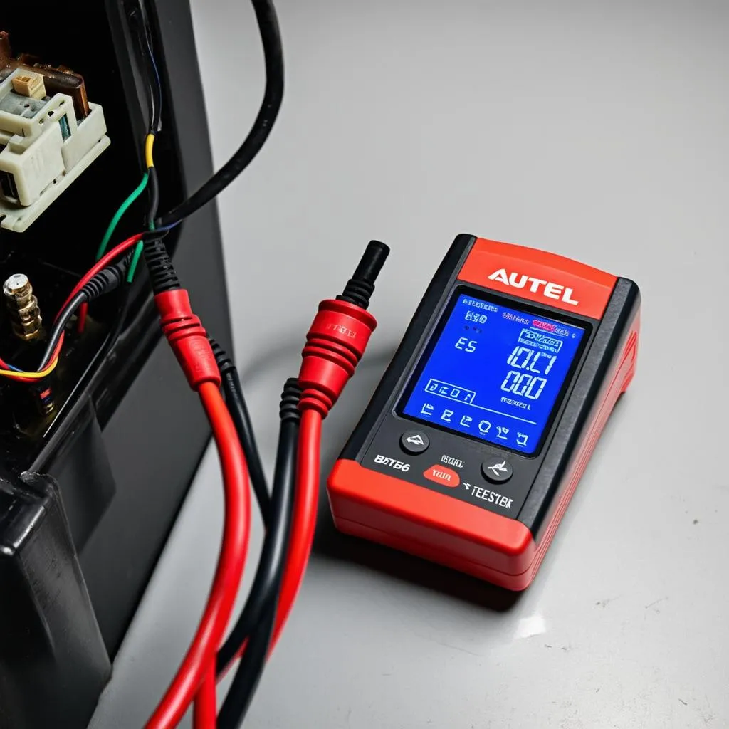 Autel BT506 connected to a car battery