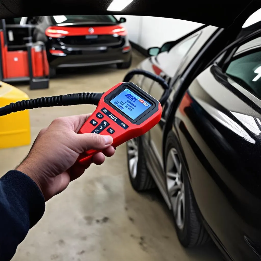 Autel CAN OBDII Code Reader Scan Tool in a car