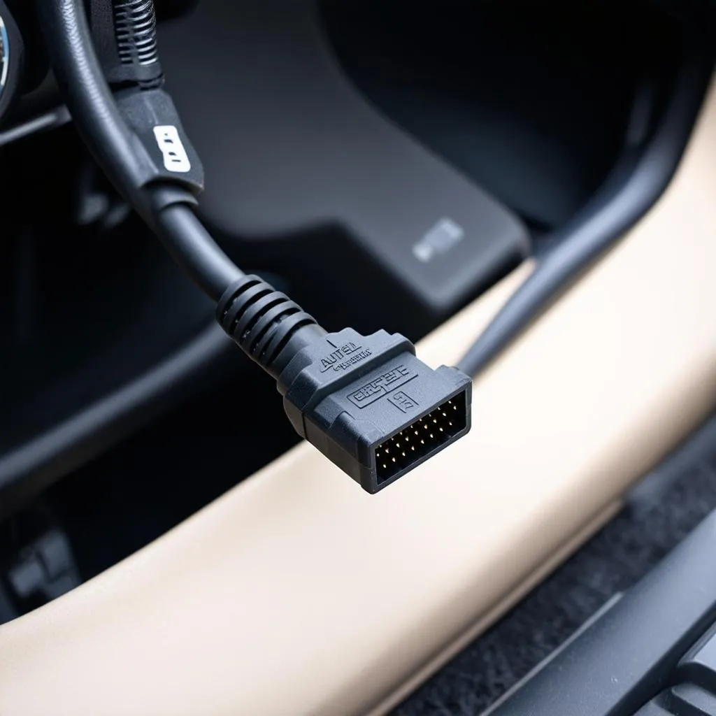 Autel Chrysler Bypass Cable connecting to a car's OBD-II port