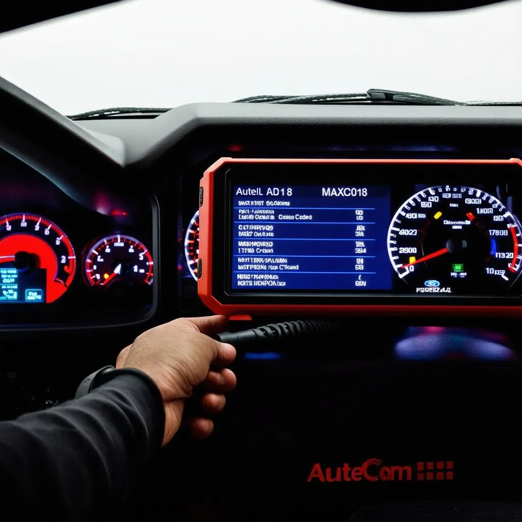 Autel Code Reader plugged into a Ford F-150