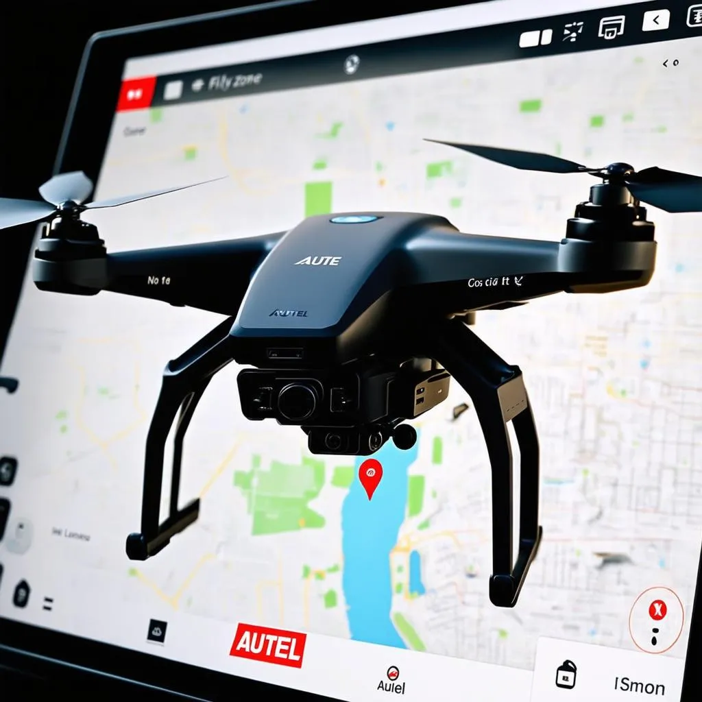 Autel drone displaying a no-fly zone