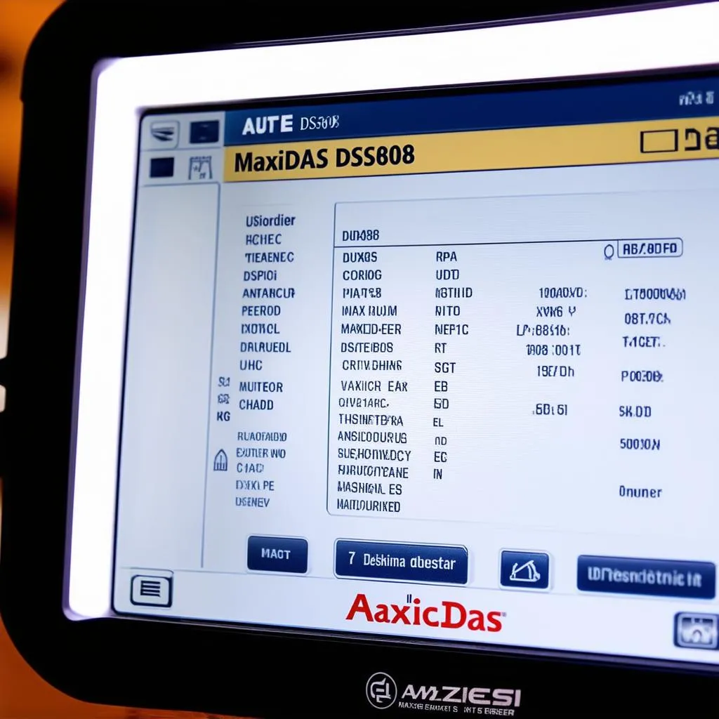 Close-up view of Autel MaxiDAS DS808 screen