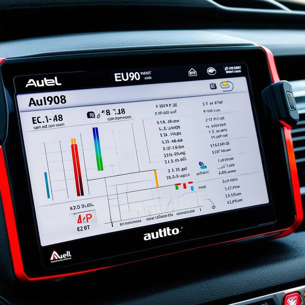 Close-up of the Autel EU908 screen