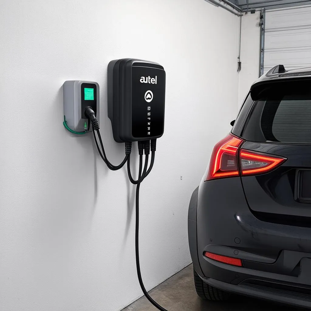 Autel EV charger charging a car in a garage