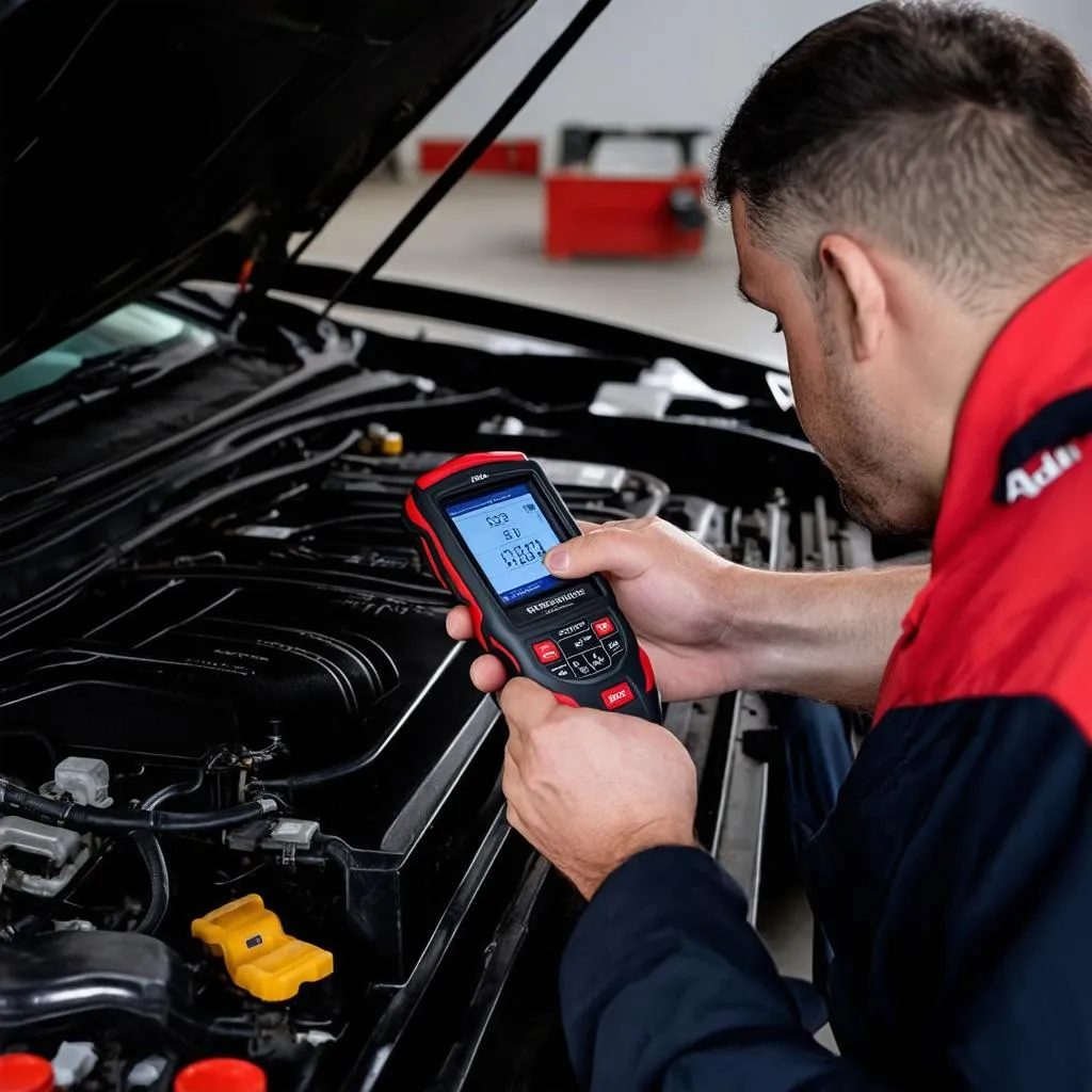 Mechanic using Autel scanner