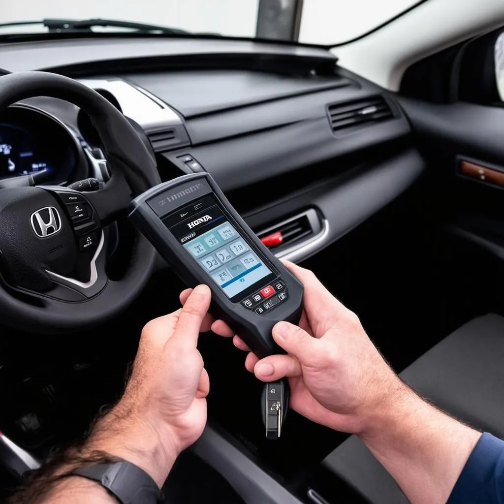 A Technician Programming a Honda Key