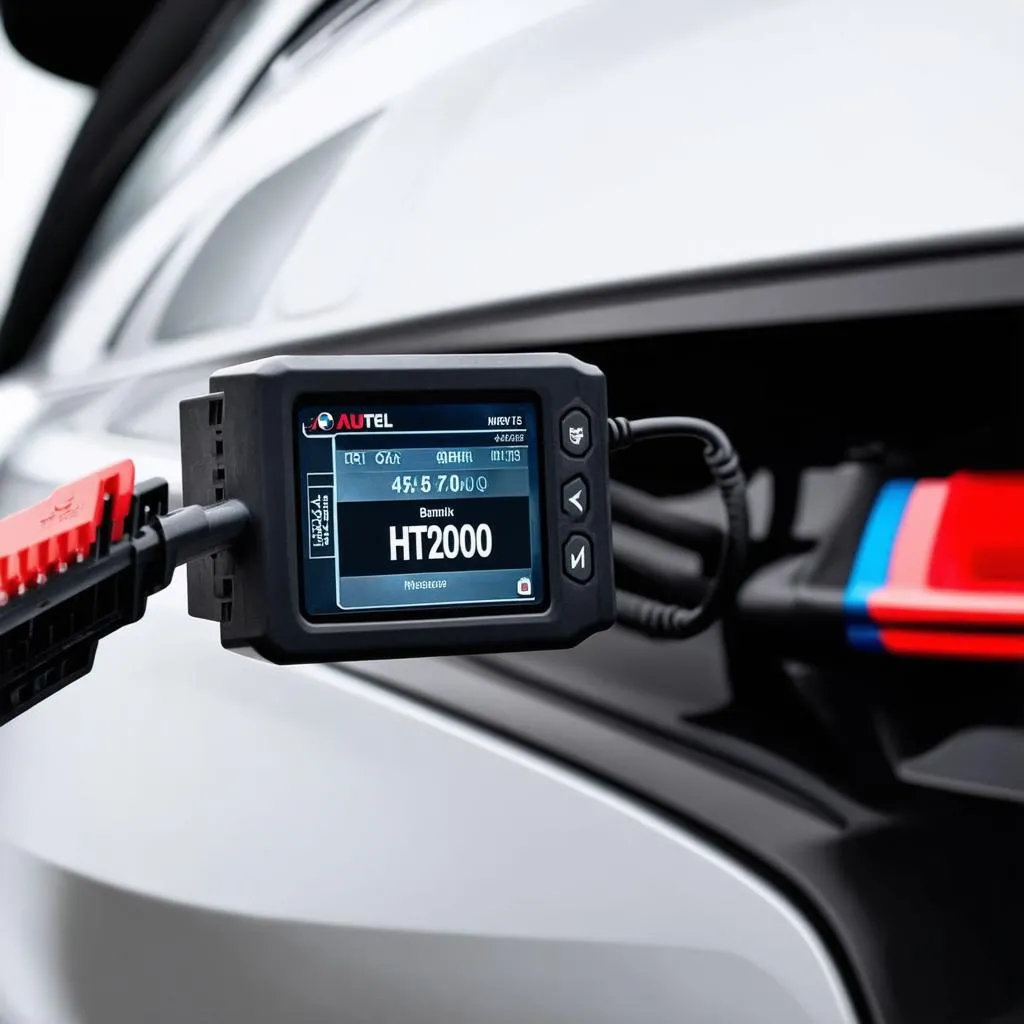 Autel HT200 connected to a BMW's OBD2 port