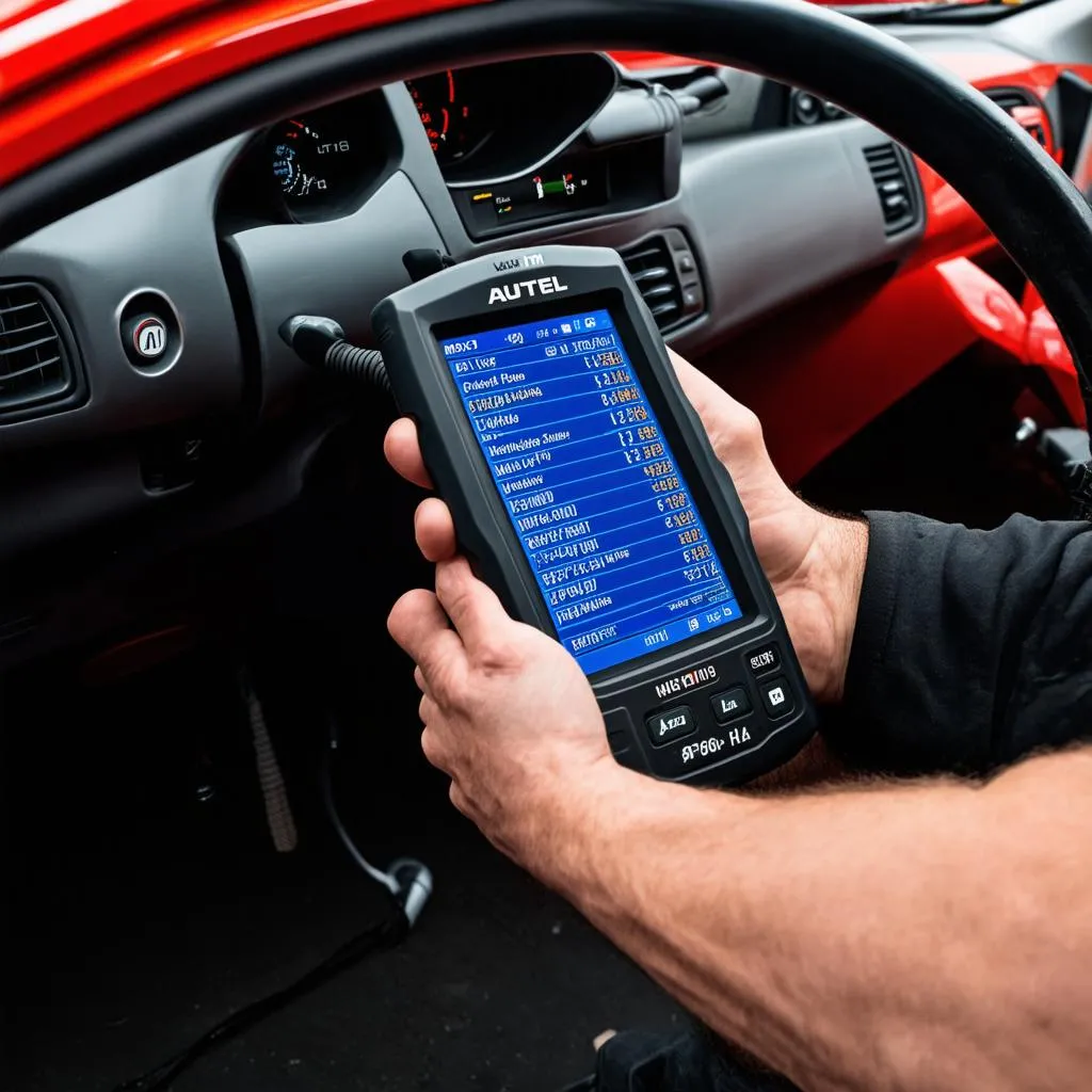 Autel IM608 performing car diagnostics