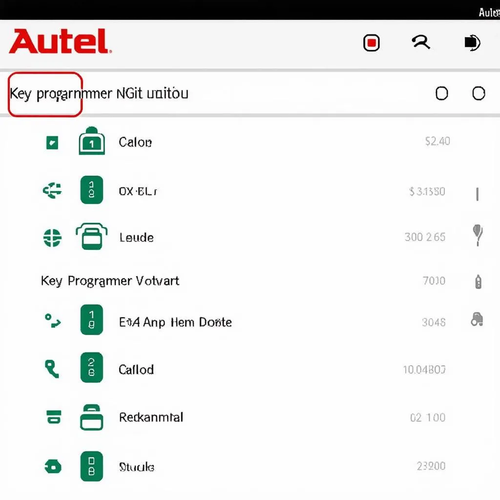 Autel Key Programmer Menu