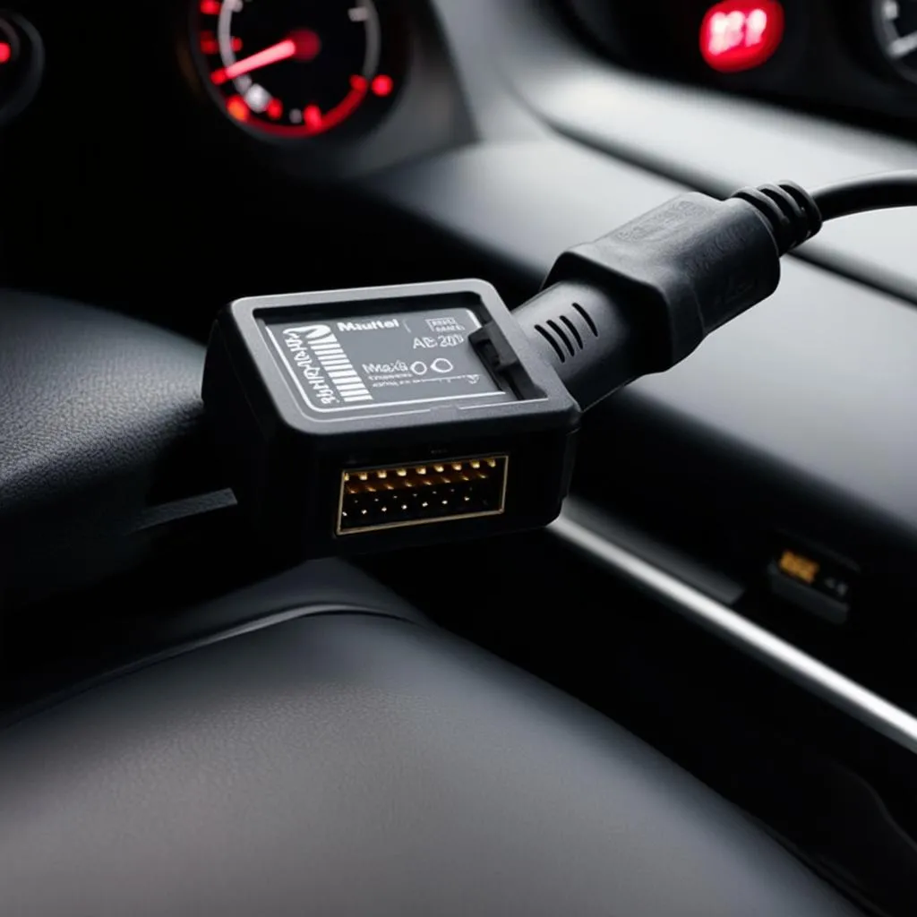 Autel MaxiAP AP200 connected to a car's OBD2 port