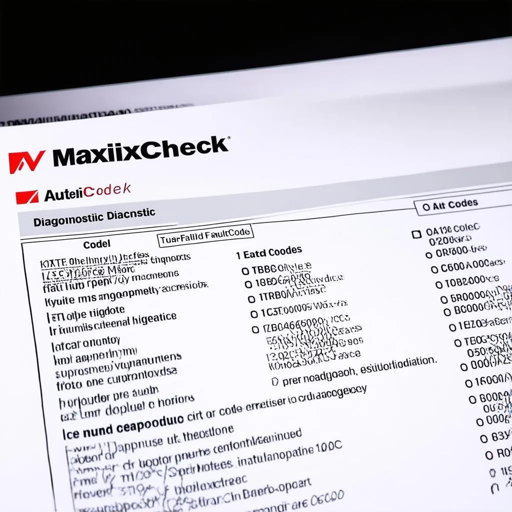 Autel MaxiCheck diagnostic report printout