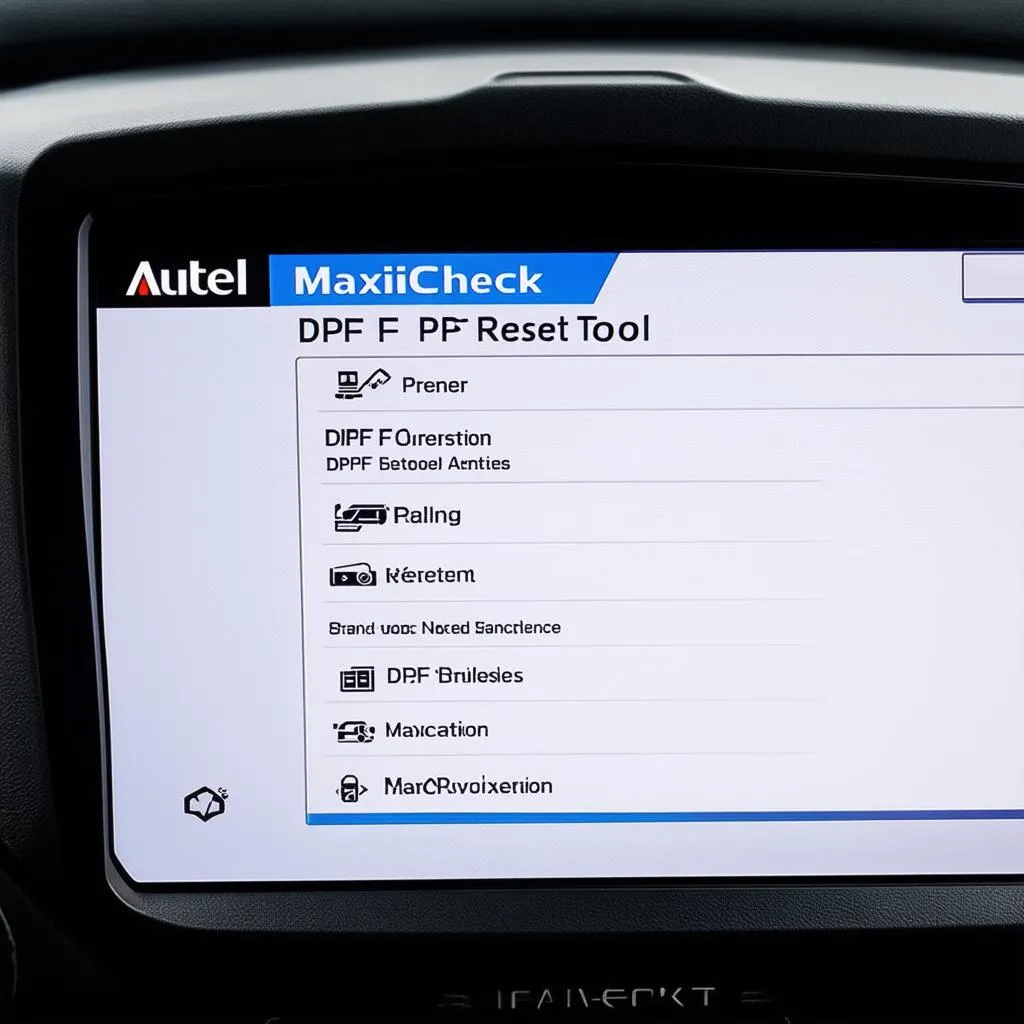 Autel MaxiCheck DPF Reset Tool Interface