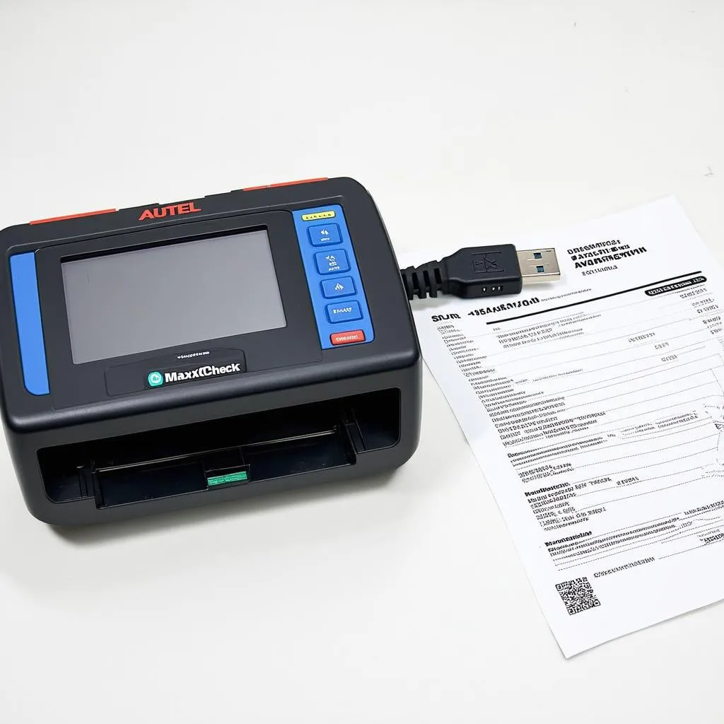 Autel MaxiCheck connected to a printer