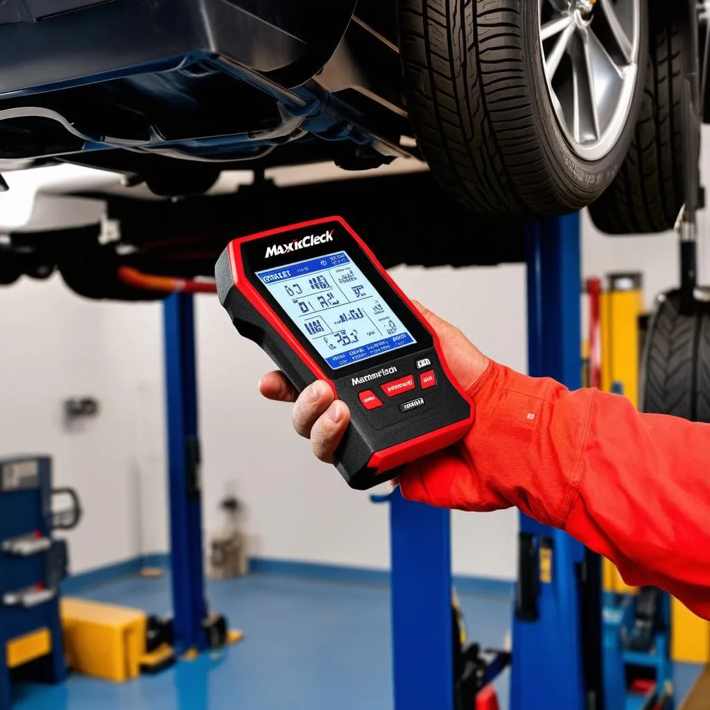 Mechanic using Autel MaxiCheck Pro to diagnose car problems