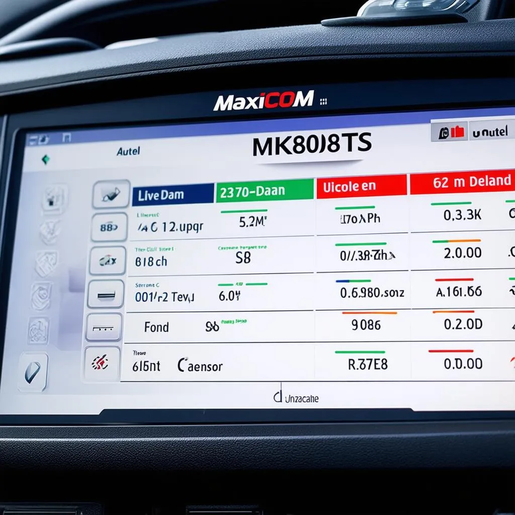 Autel MaxiCOM MK808TS displaying diagnostic information