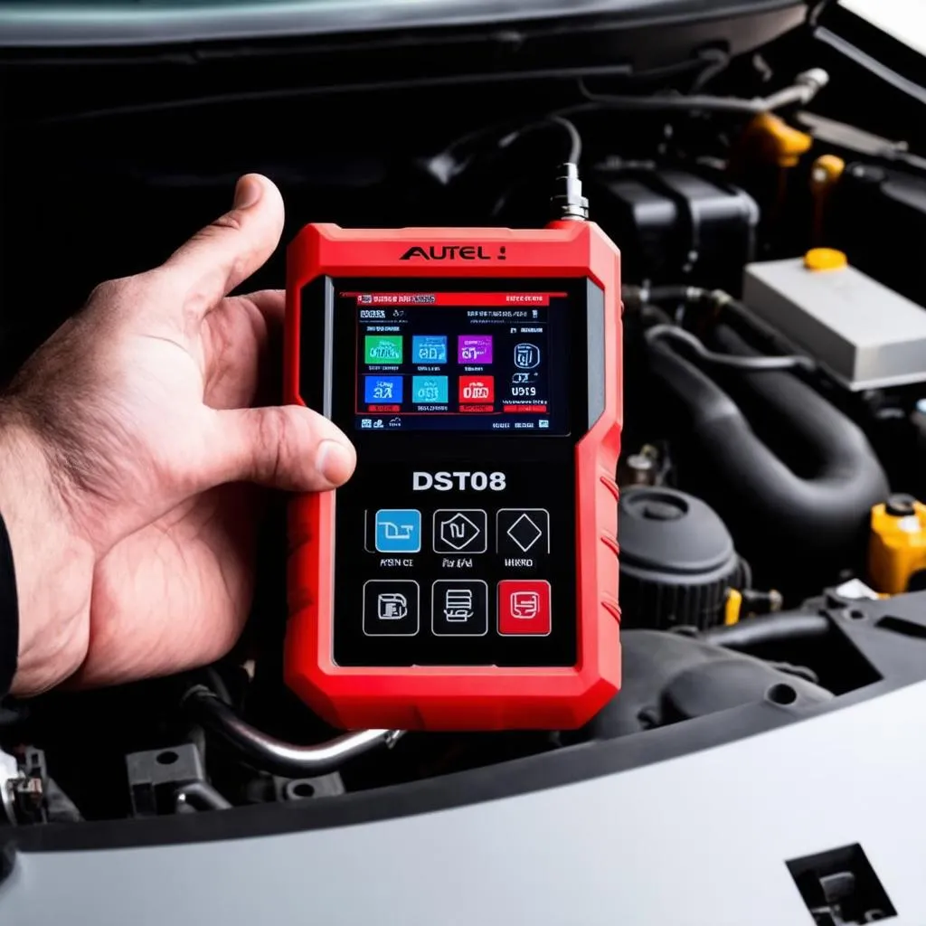 Mechanic holding the Autel MaxiDAS DS808