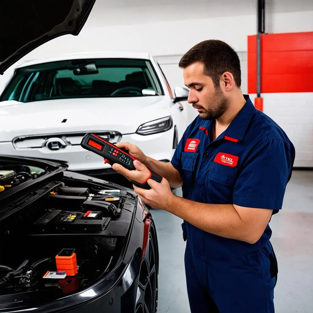 Autel MaxiDiag MD808 Pro Professional being used on a car