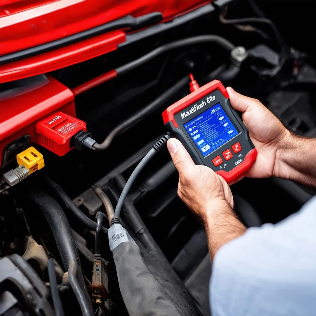 Mechanic using Autel MaxiFlash Elite