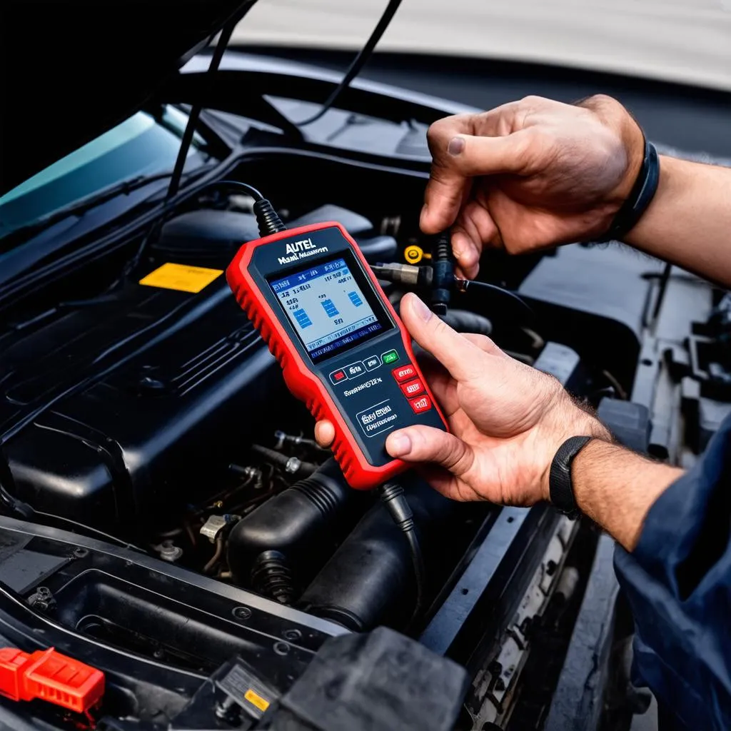 Mechanic Using Autel MaxiMini