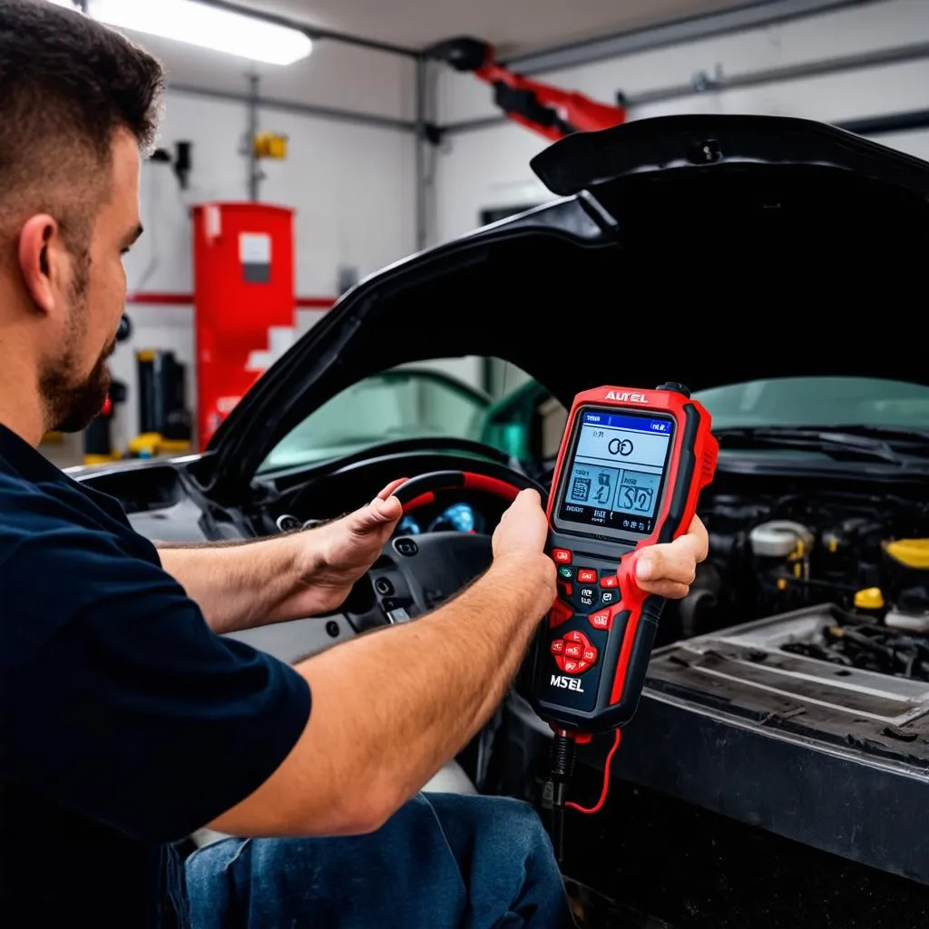 Autel MaxiScan MS409 used to diagnose a car problem