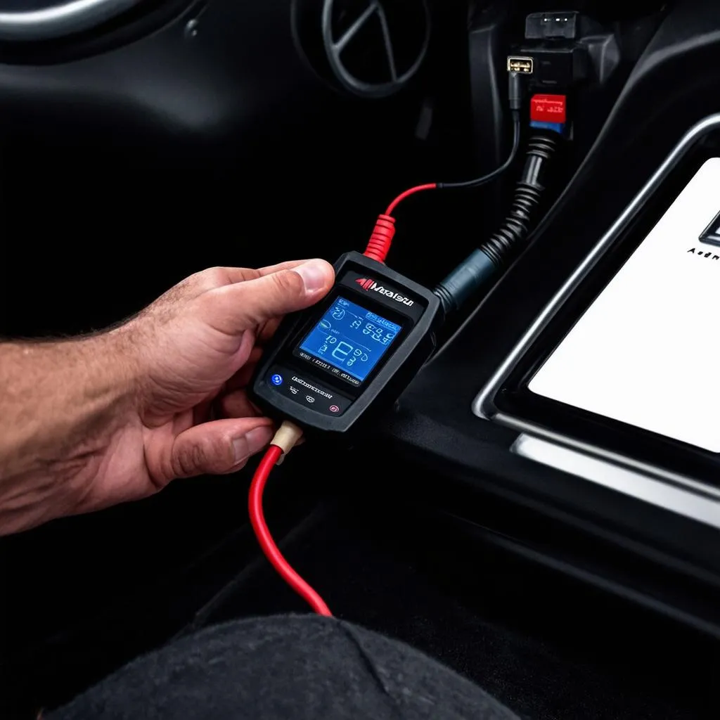 Autel MaxiSys 908s Pro connected to a car for diagnostics