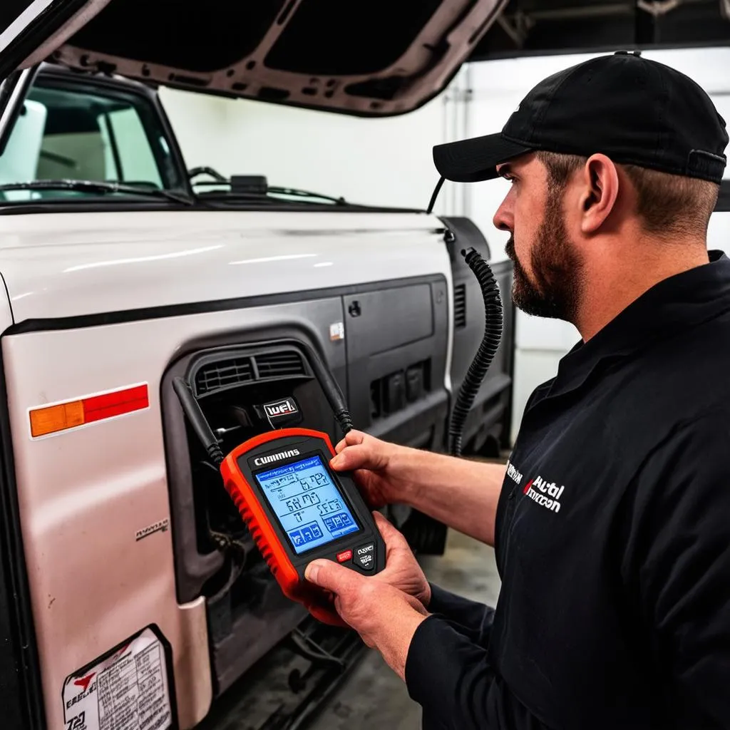 Autel MaxiSys diagnosing TPMS in Cummins truck