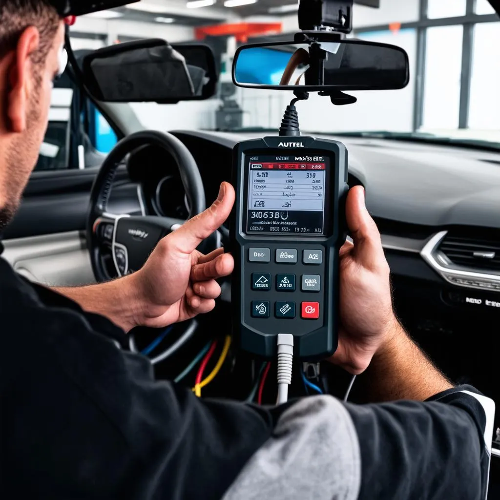 Autel MaxiSys Elite Connected to Car