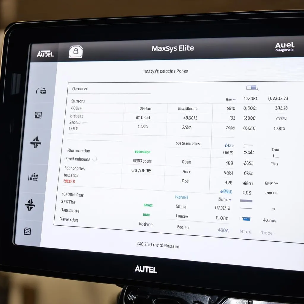 Autel MaxiSys Elite Diagnostic Screen