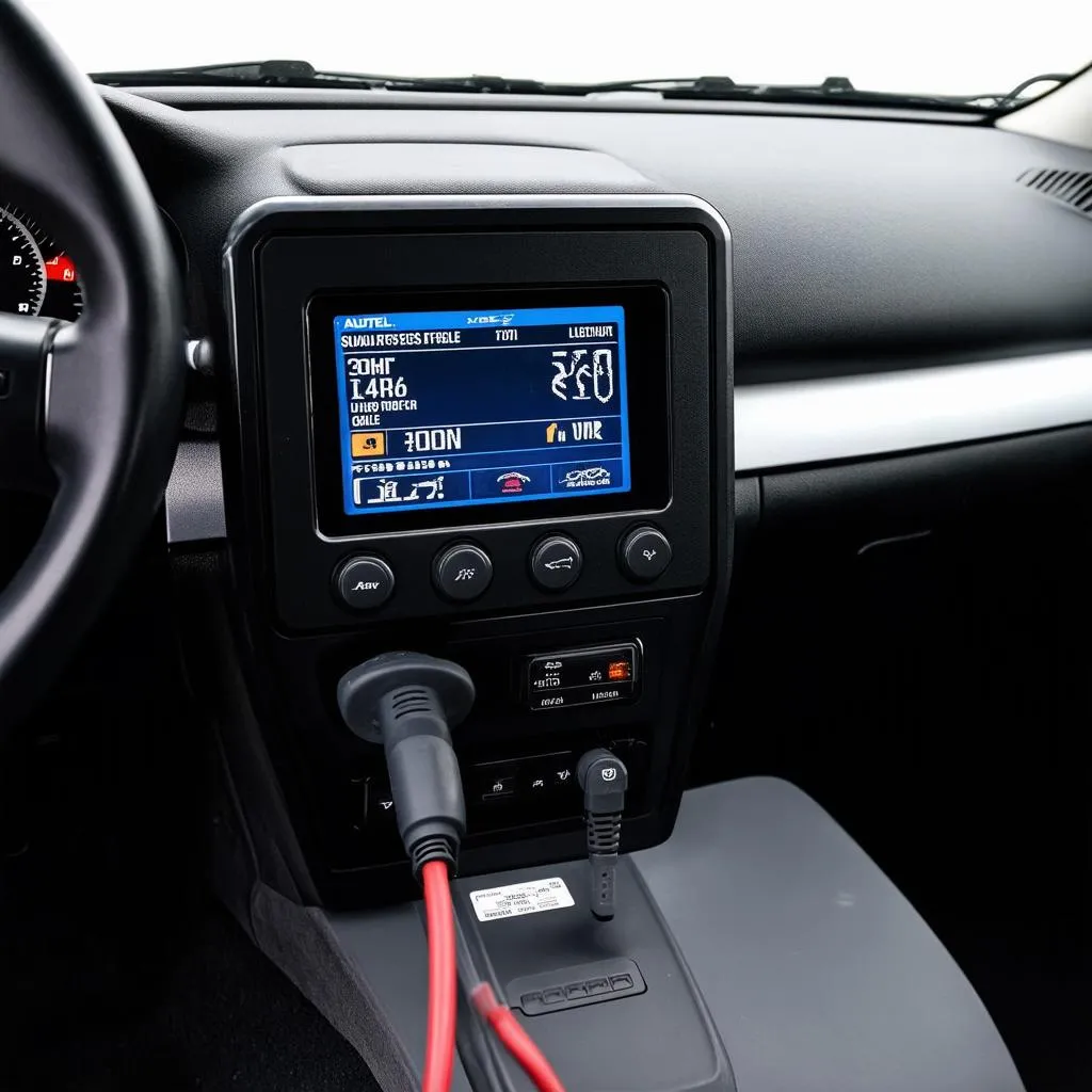 Autel MaxiSys Mini connected to a Suzuki dashboard