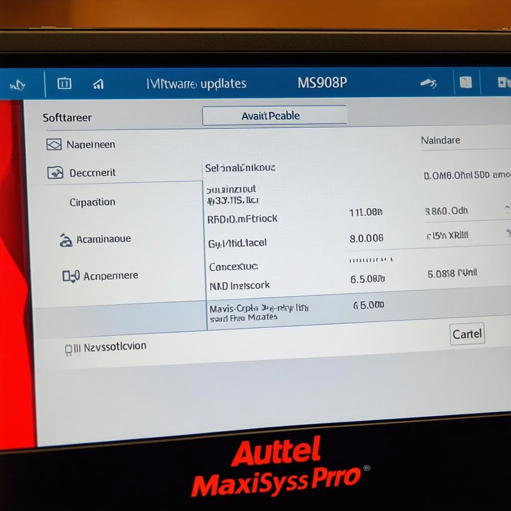 Autel MaxiSys Pro MS908P update screen