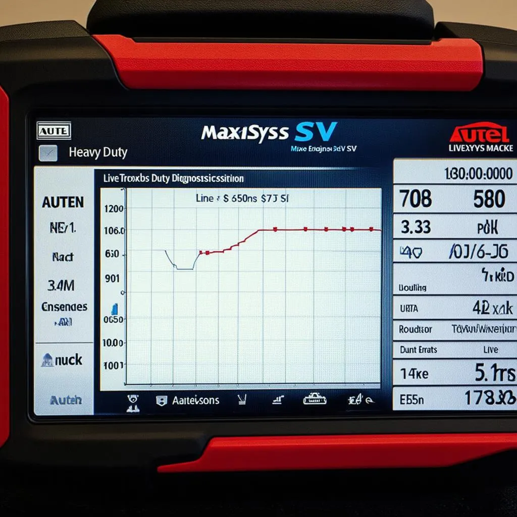 Close-up of the Autel MaxiSys SV's screen, displaying diagnostic data