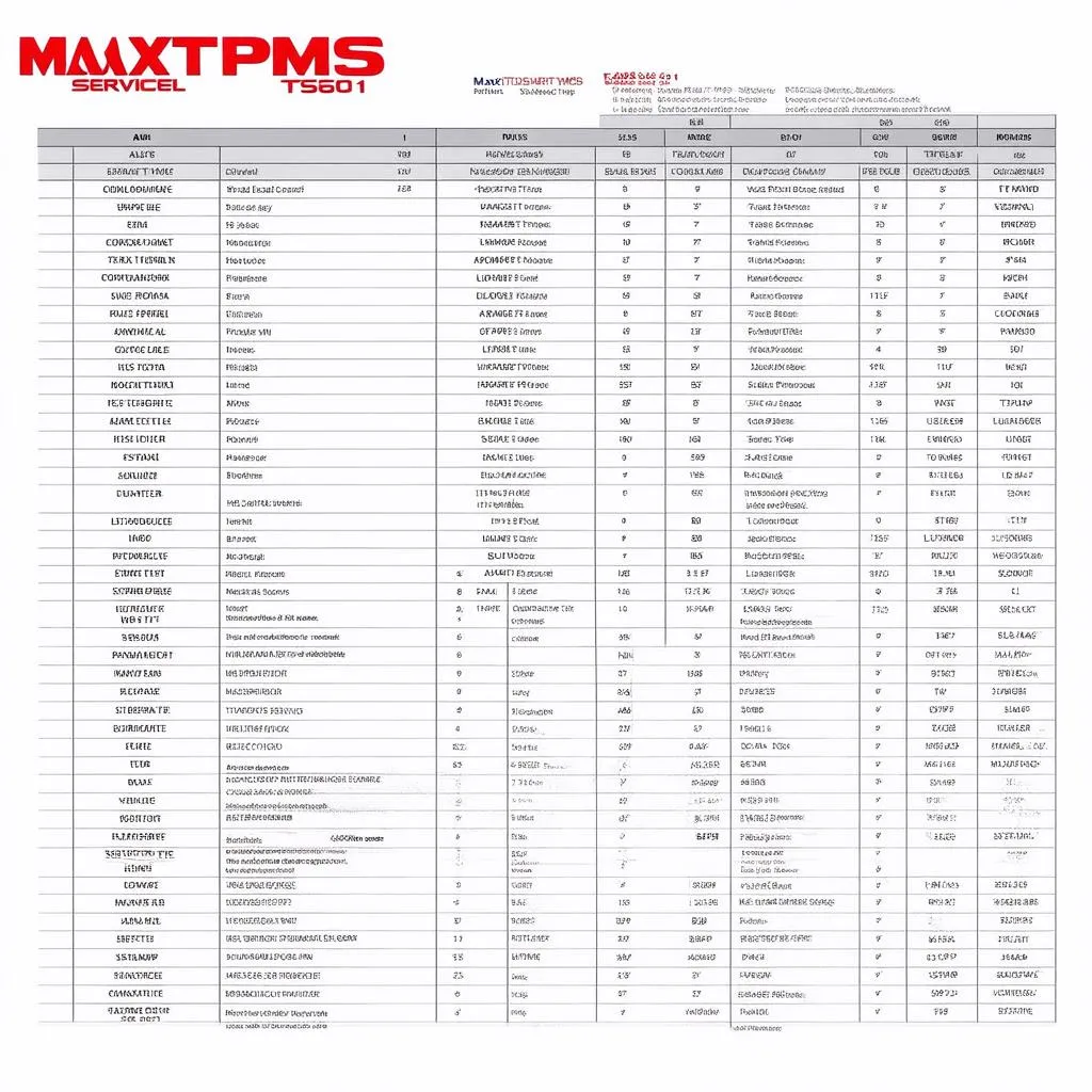 autel-maxitpms-ts601-compatibility-chart