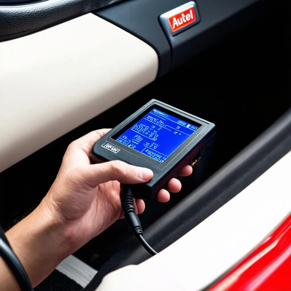 Autel MD701 scanning a car