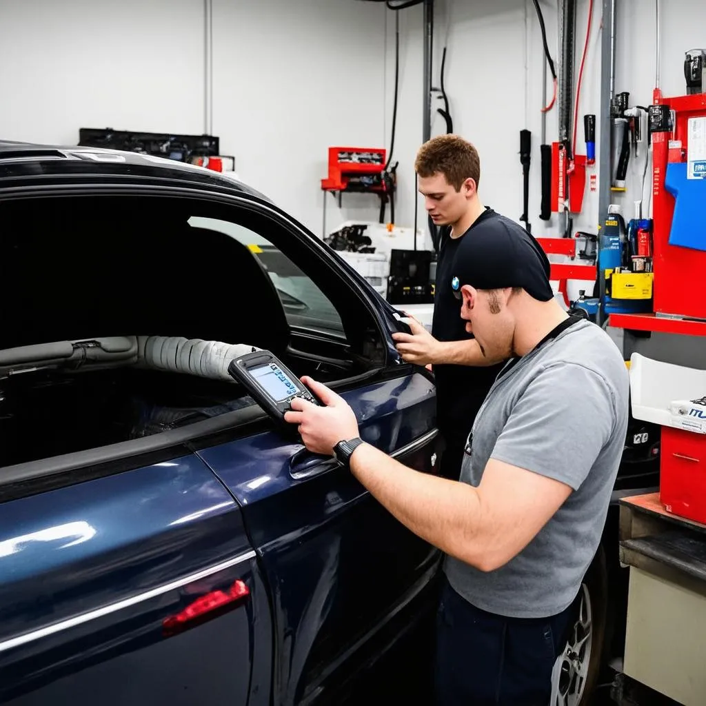 Autel MD802 used in a BMW repair shop