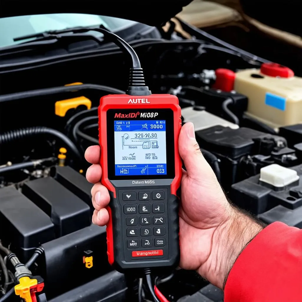 Mechanic holding the Autel MD808P