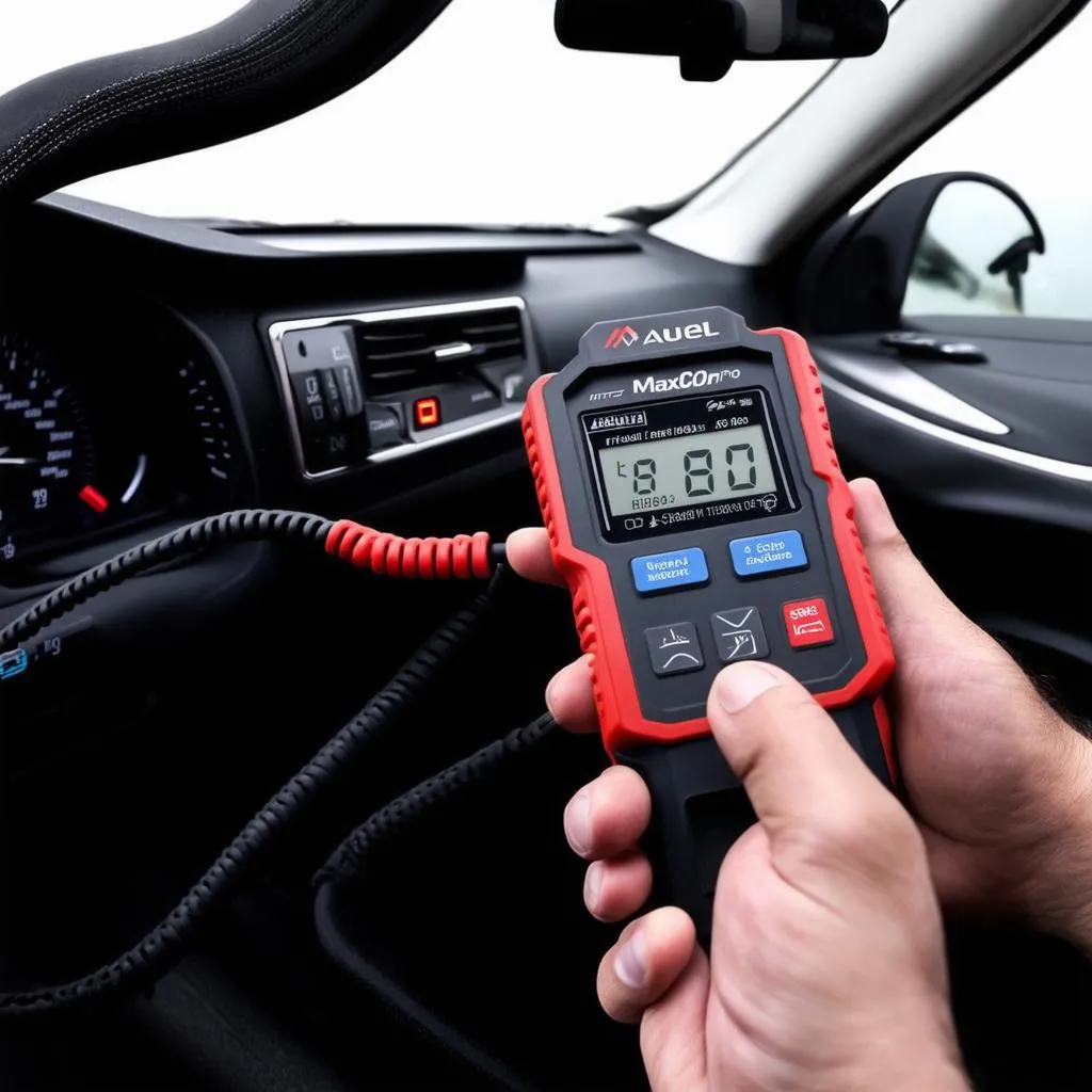 Autel MK808 Pro Plugged into Car's OBD-II Port